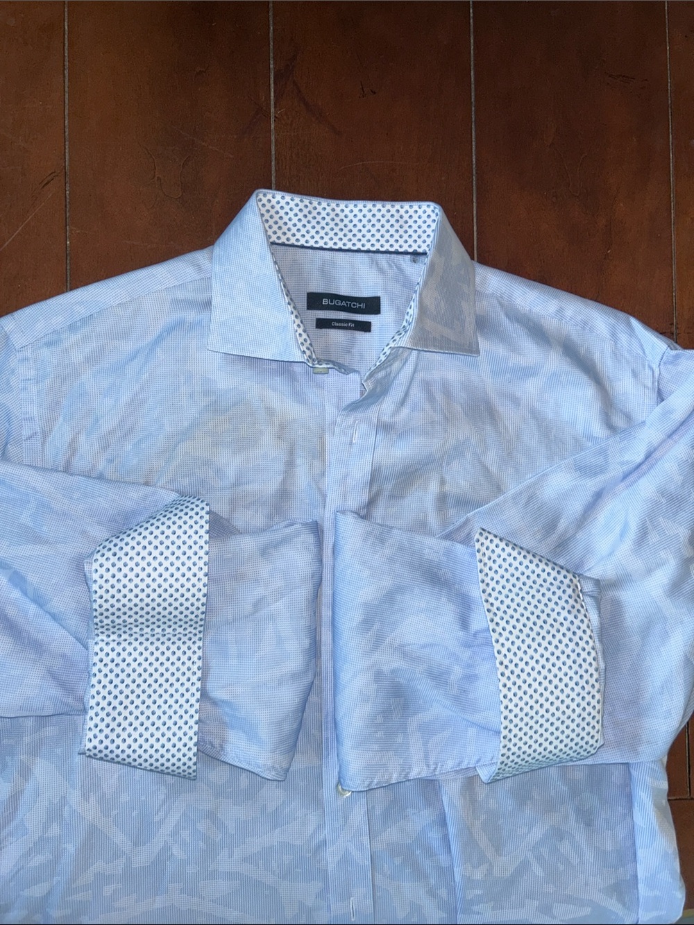 Hard to find floral Bugatchi Pale Blue Abstract Pattern Men's Dress Shirt - Picture 4 of 8